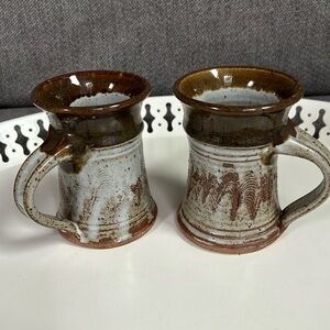 Set of artisan handmade pottery mugs